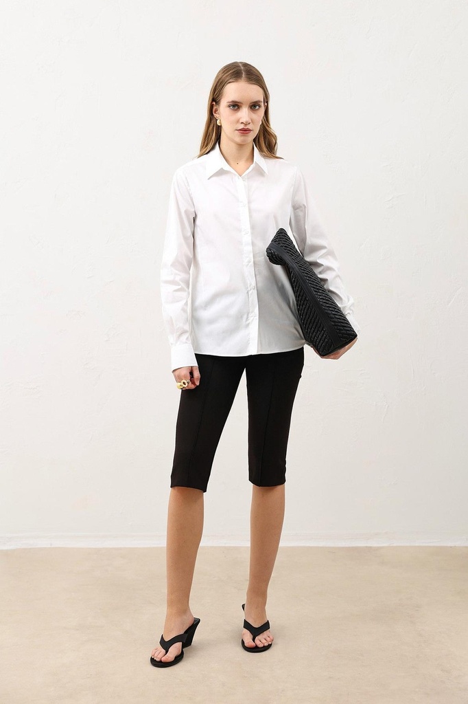 [BA26Y130-Beyaz-M] Antioch Basic Slim Fit Women's Shirt (M)