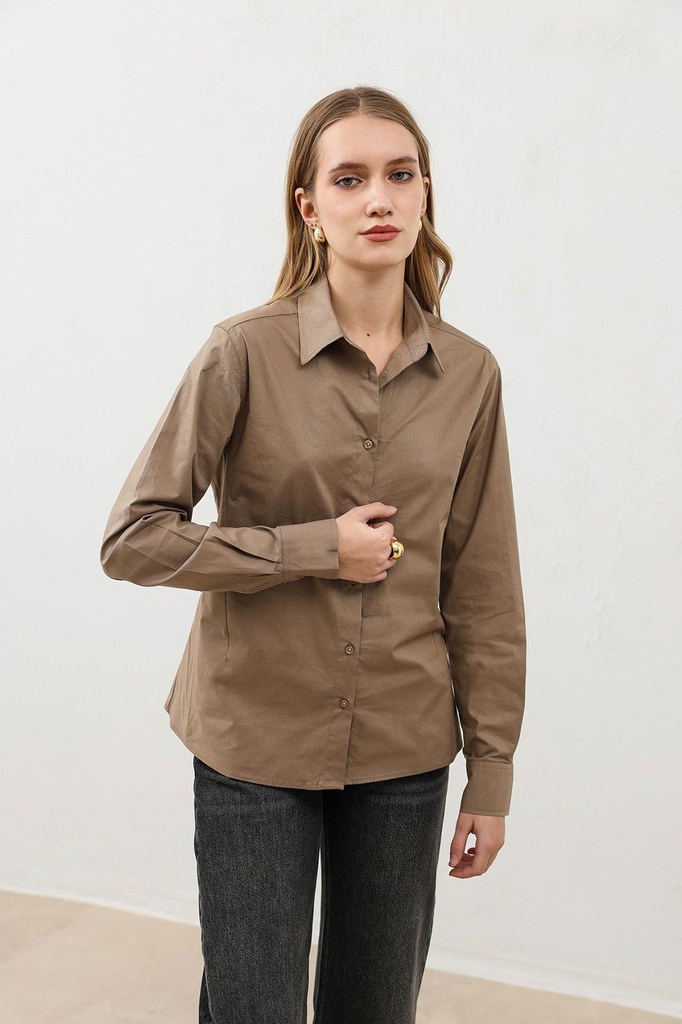 [BA26Y130-Vizon-M] Antioch bazaviy slim fit ayollar ko'ylak (M)