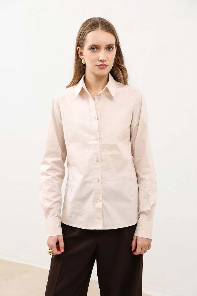 [BA26Y130-Taş-M] Antioch Basic Slim Fit Women's Shirt (M)