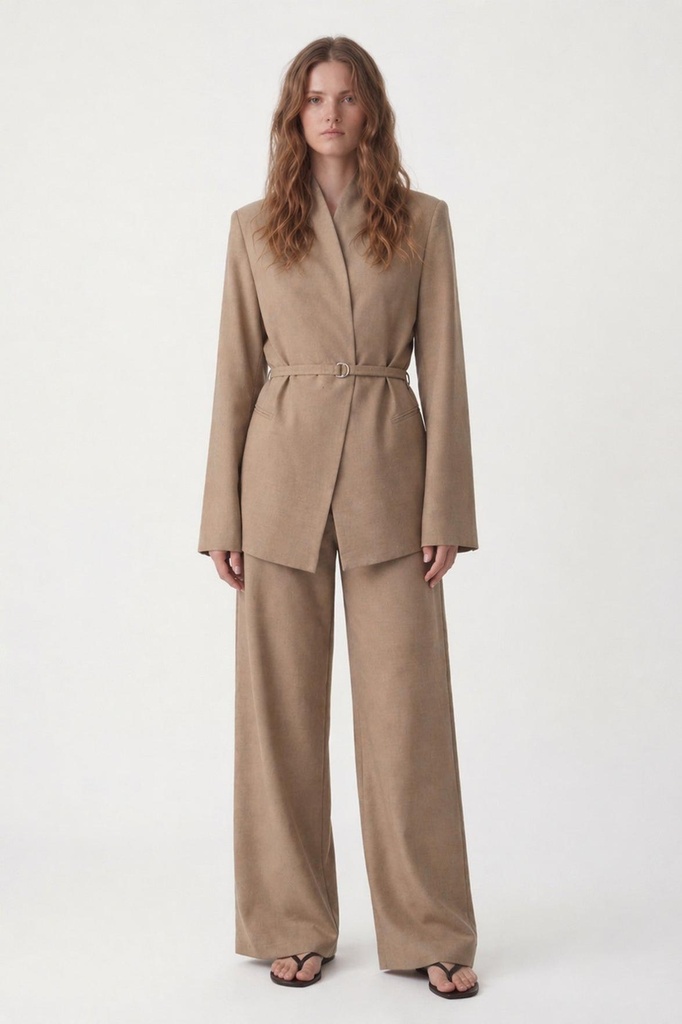 [BA26Y443-Bej-M] Antioch Linen-Blend Women's Blazer Jacket (M)