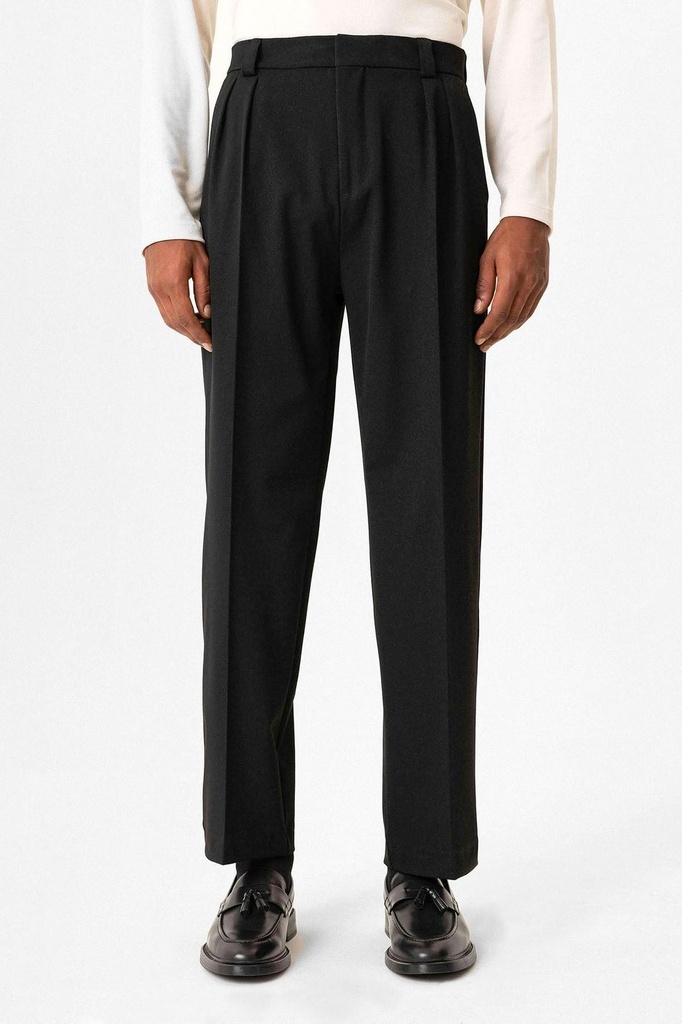 [A24Y2763-Siyah-M] Antioch High-Waisted Pleated Relaxed Fit Baggy Men's Trousers (M)