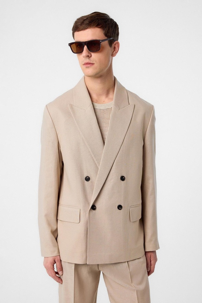 [#N/A] Relaxed Fit Linen-Blend Men's Blazer Jacket (S)