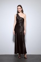 Antioch Asymmetric Collar Satin Long Dress
