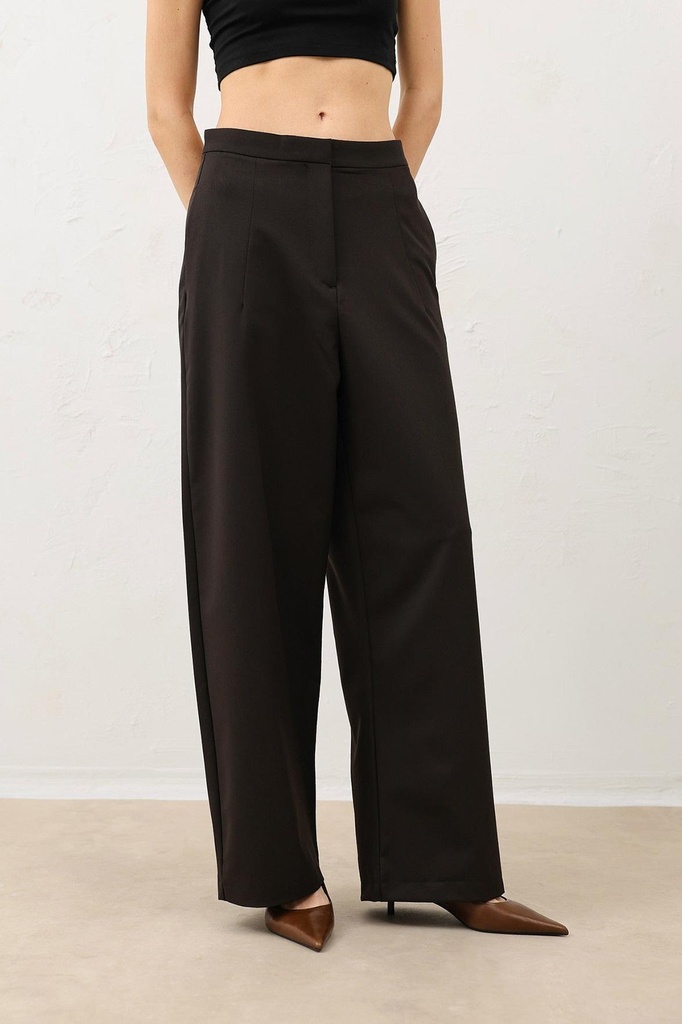 [BA26Y259-Kahve-XS] Antioch Darted Wide-Leg Women's Trousers (XS)