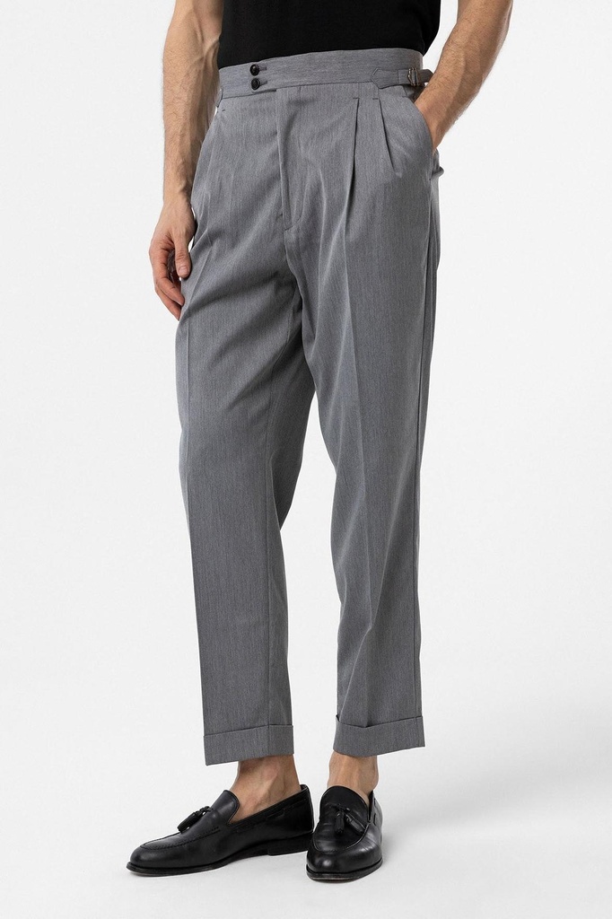 [A25Y2807-Gri-30] Antioch High-Waisted Italian Cut Pleated Men's Trousers (30)