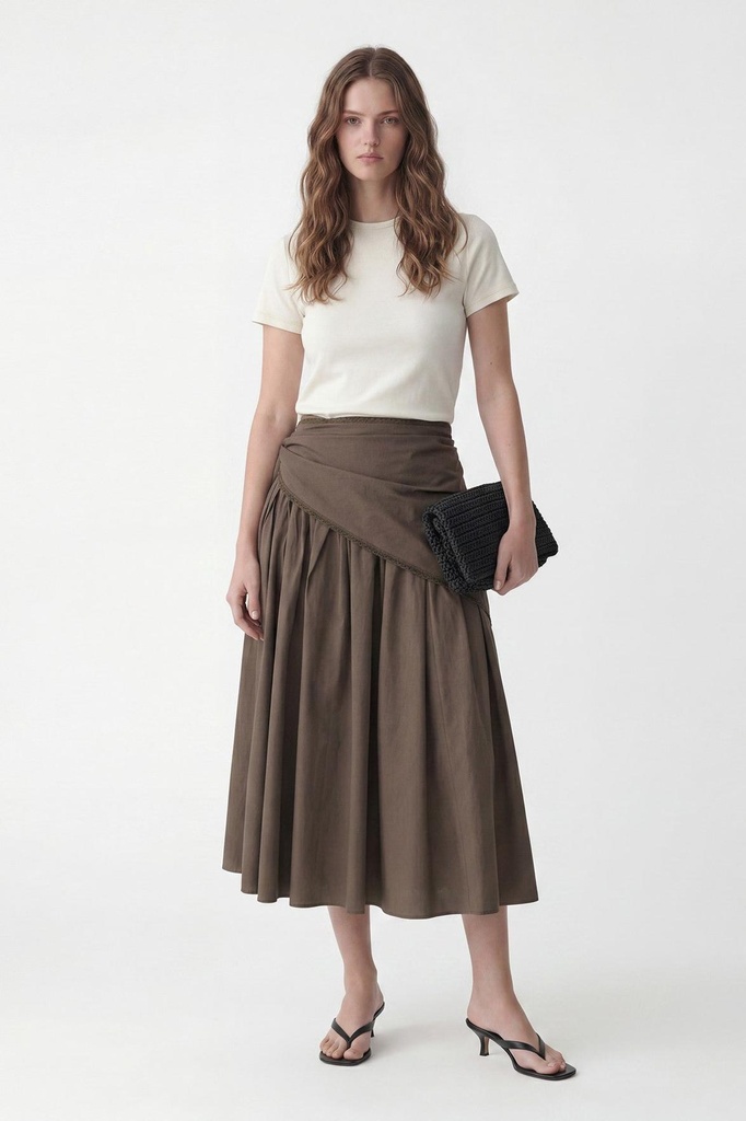 [BA26Y289-Haki-M] Antioch Handkerchief-Hem Detailed Women's Midi Skirt (M)