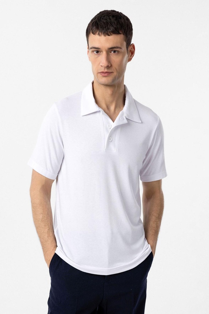 [A25Y9427-Beyaz-M] Antioch Regular Fit Polo Collar Men's T-Shirt (white, M)