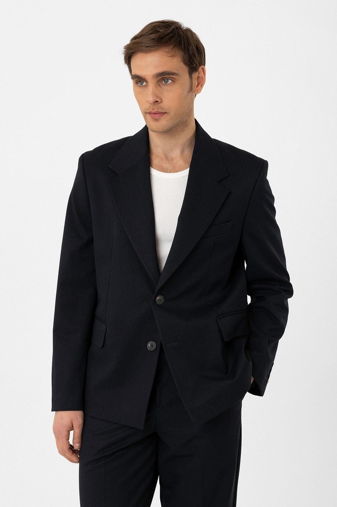 [A25Y4182-Lacivert-M] Antioch Relaxed Fit Men's Blazer Jacket (navy, M)