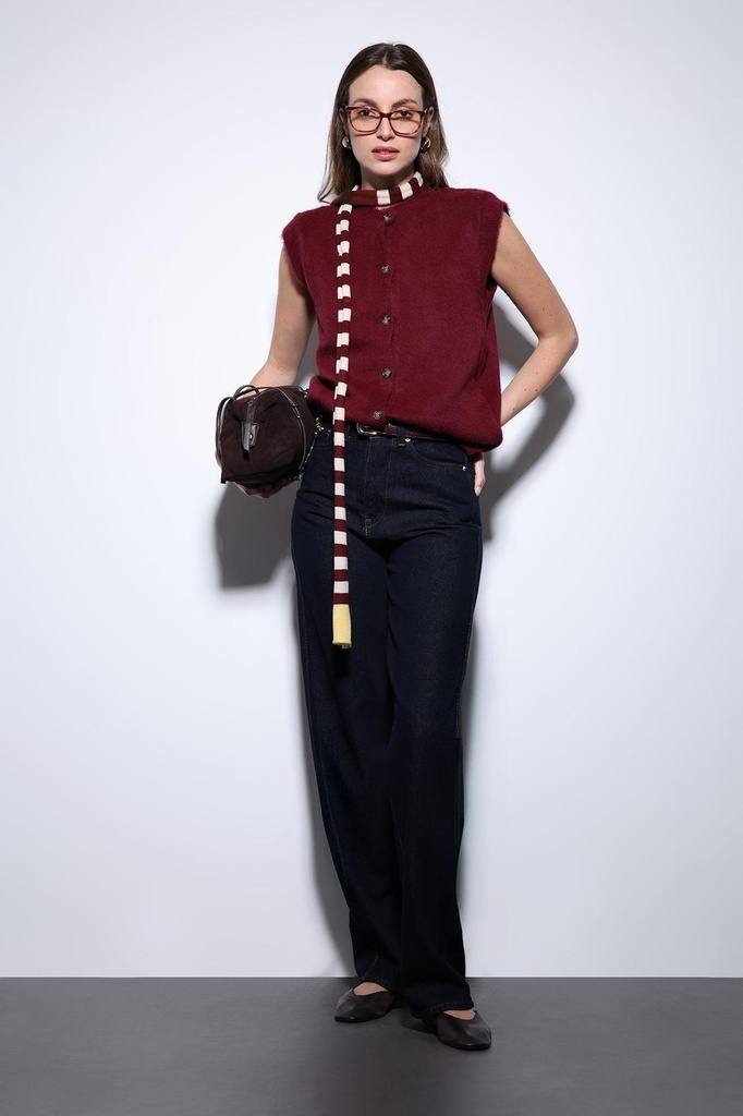 [BA25Y316-Bordo-M] Antioch Textured Women's Knitwear Vest (M)