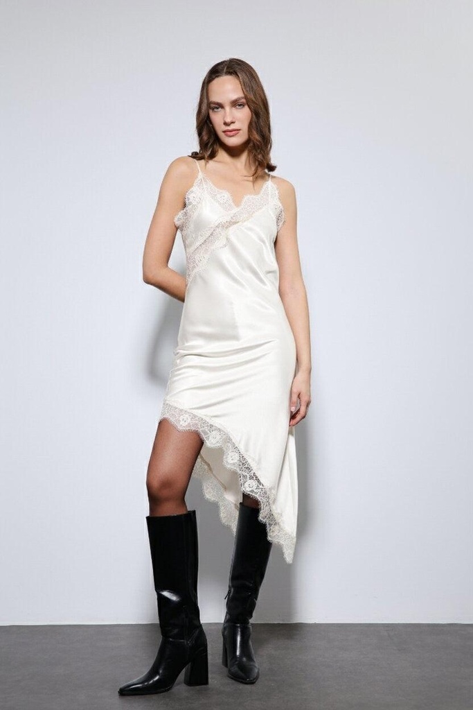 [BA25Y024-Ekru-M] Antioch Asymmetric Lace Dress (M)