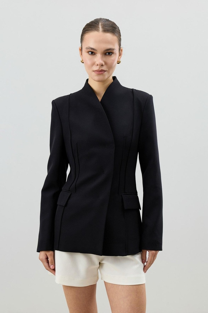 [BA26Y439-Siyah-M] Antioch Body-Hugging Fitted Women's Blazer Jacket (M)