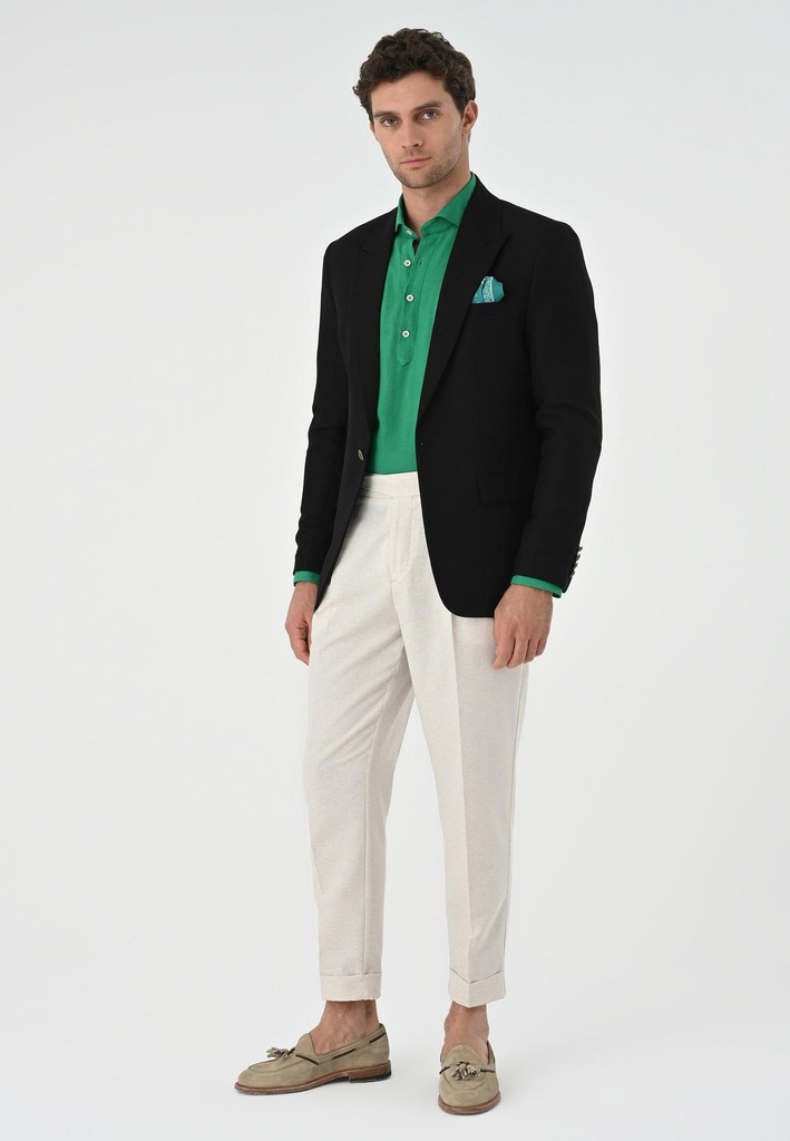 [A23Y4126-Siyah-46] Antioch Metal Single-Button Men's Blazer Jacket (46)