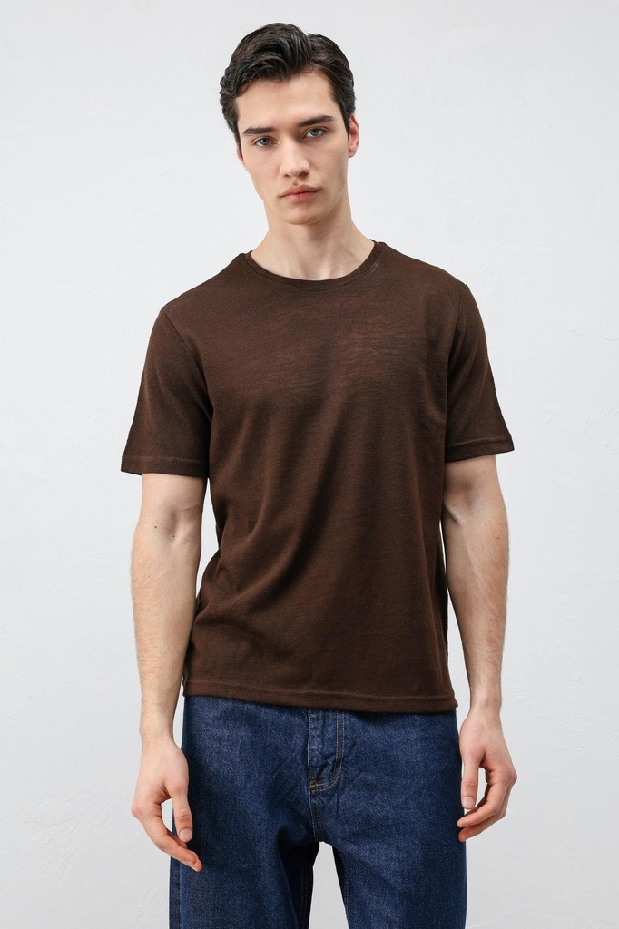 [A26Y9449-Kahve-M] Antioch Basic Men's T-Shirt (M)
