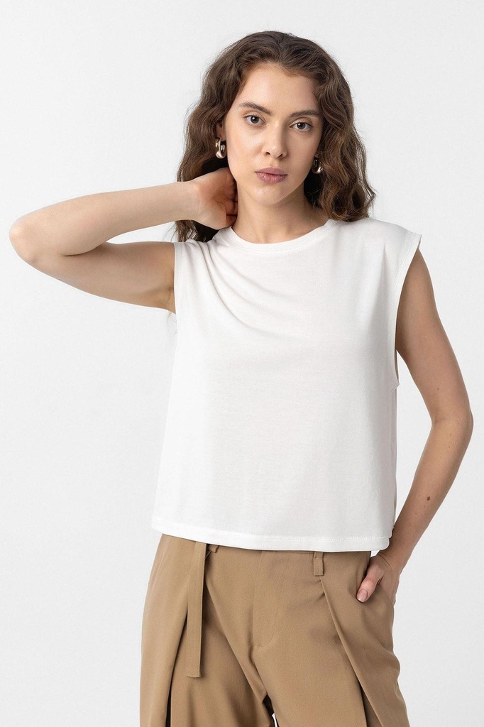 [BA25Y906-Beyaz-M] Antioch Modal Fabric Women's T-Shirt (M)