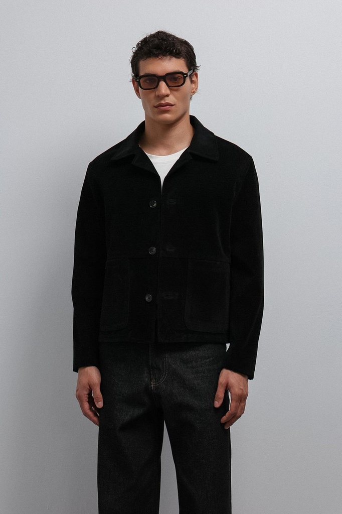 [A25Y4194-Siyah-M] Antioch Suede Men's Classic Jacket (black, M)
