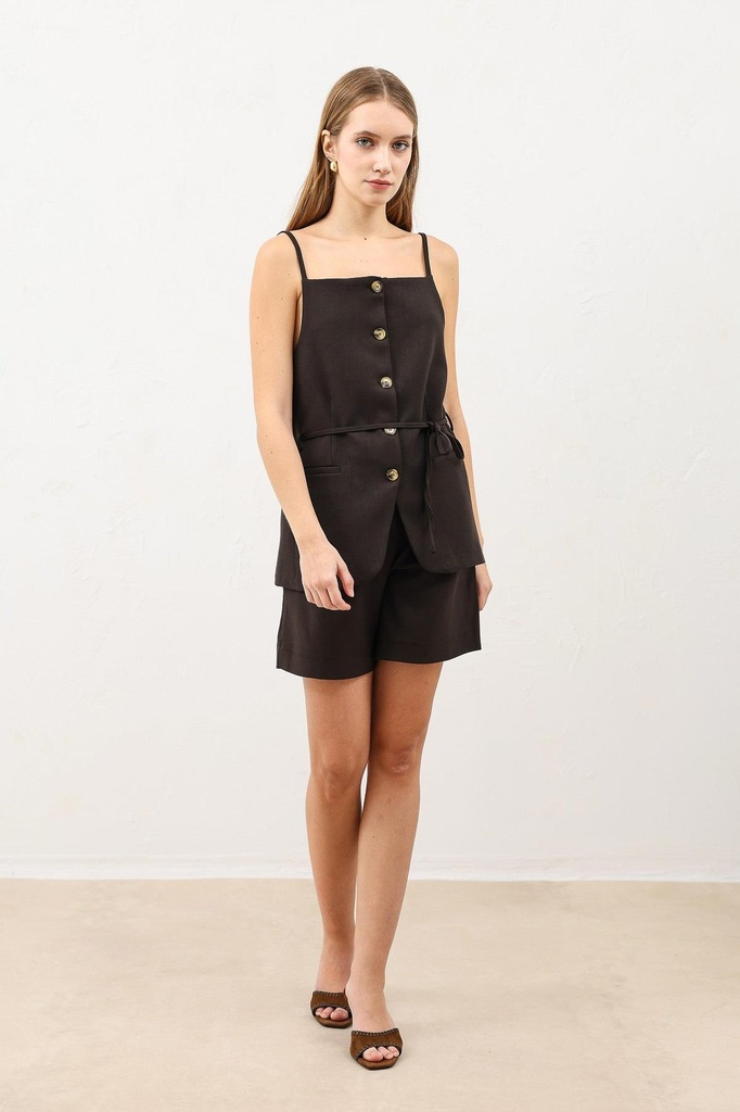 [BA26Y263-Kahve-M] Antioch burmali ayollar shortik (M)