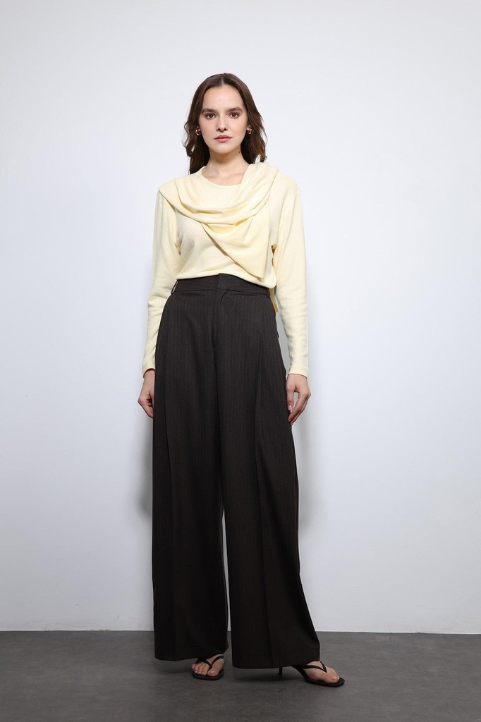 [BA25Y257-Kahve-XS] Antioch Striped Wide-Leg Trousers (XS)