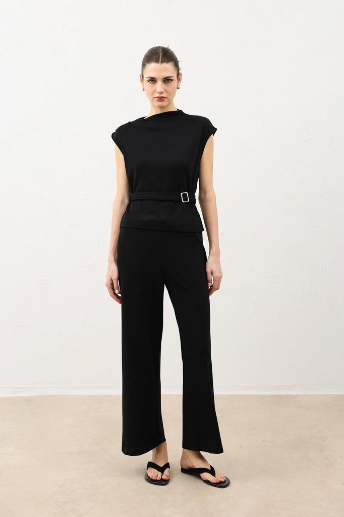 [BA26YTKM044-Siyah-M] Antioch Belt Detailed Women's Set (black, M)