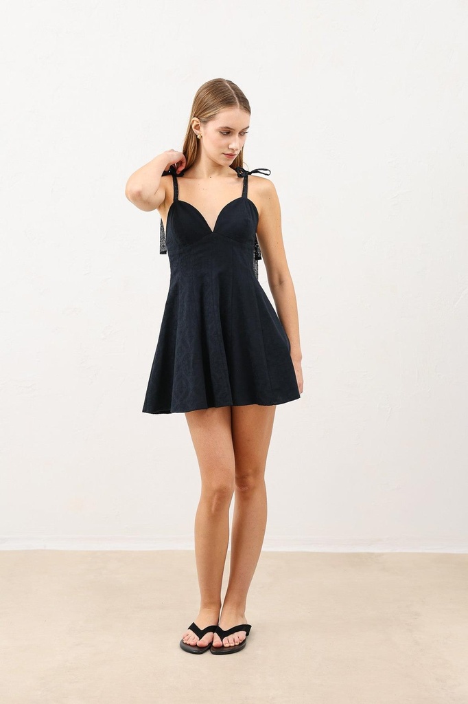 [BA26Y037-Siyah-M] Antioch Strappy Women's Mini Dress (M)
