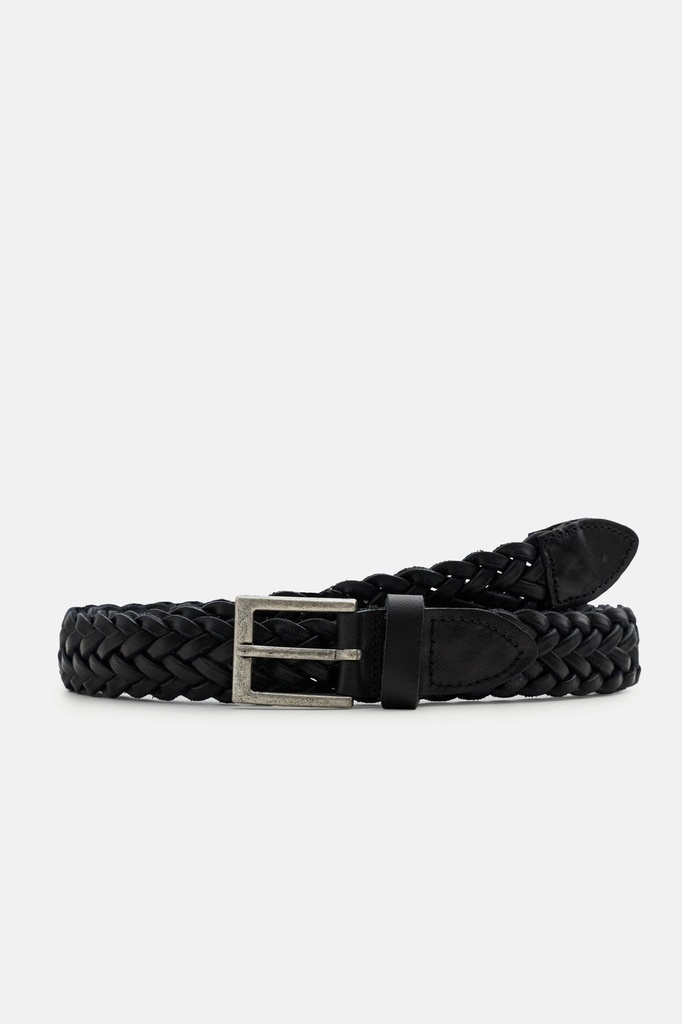 [A26YKM05-Siyah-5] Antioch 100% Leather Knit Men's Belt (black, S)