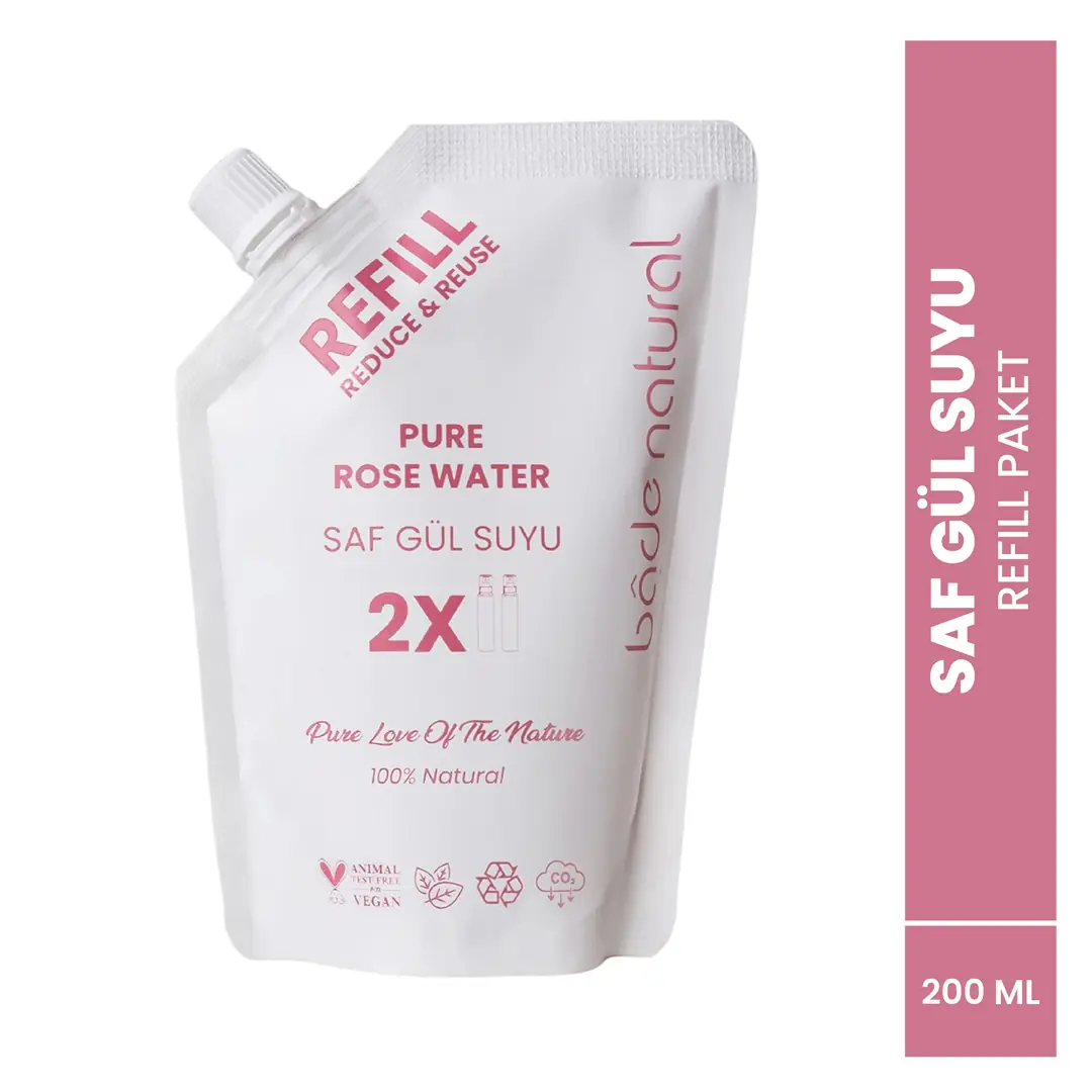 rose water pore-tightening brightening and purifying toner refill 200 ml %100 natural