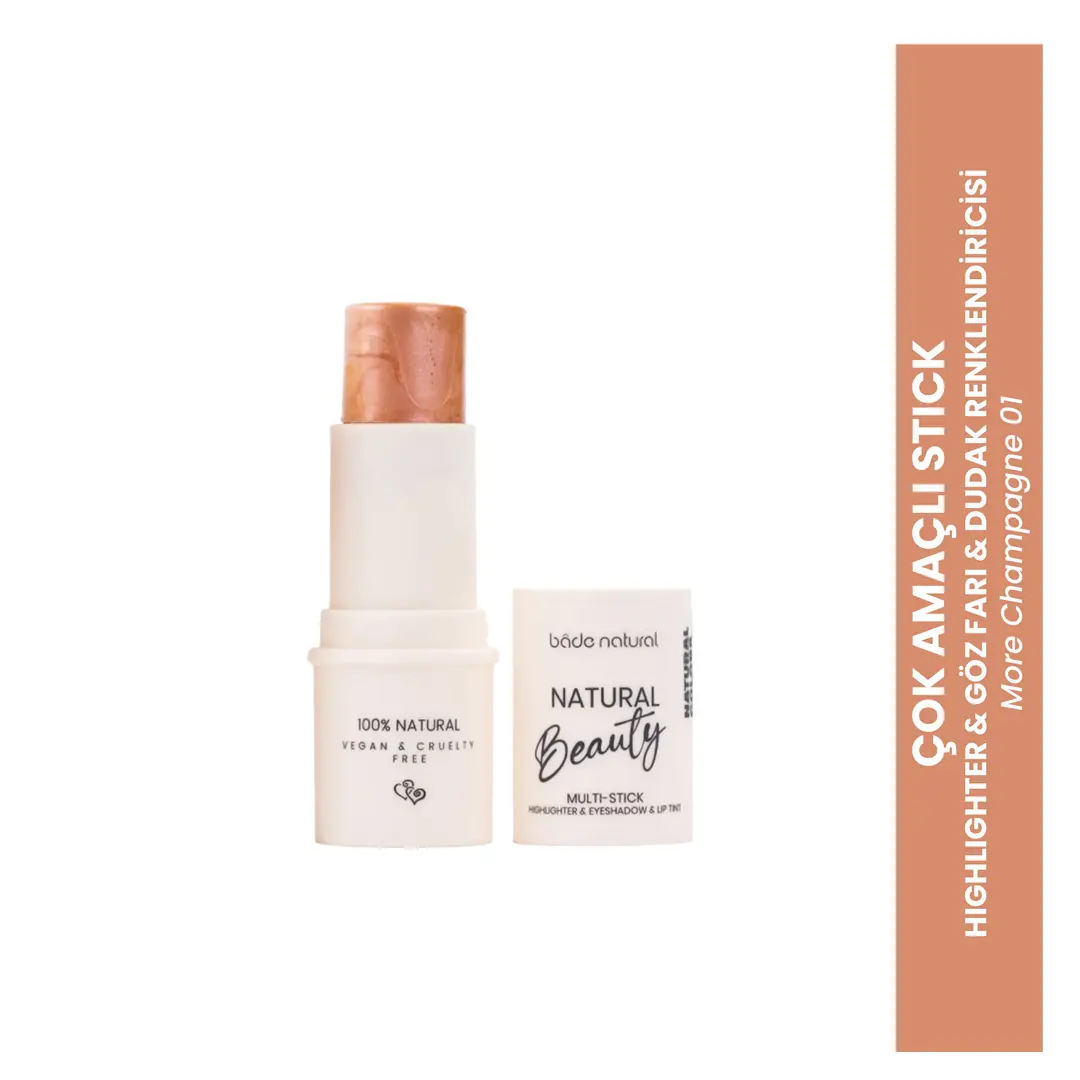 [BN.0345] highlighter & eyeshadow & for lips Renklendirici multi-purpose stick more champagne 01 %100 natural