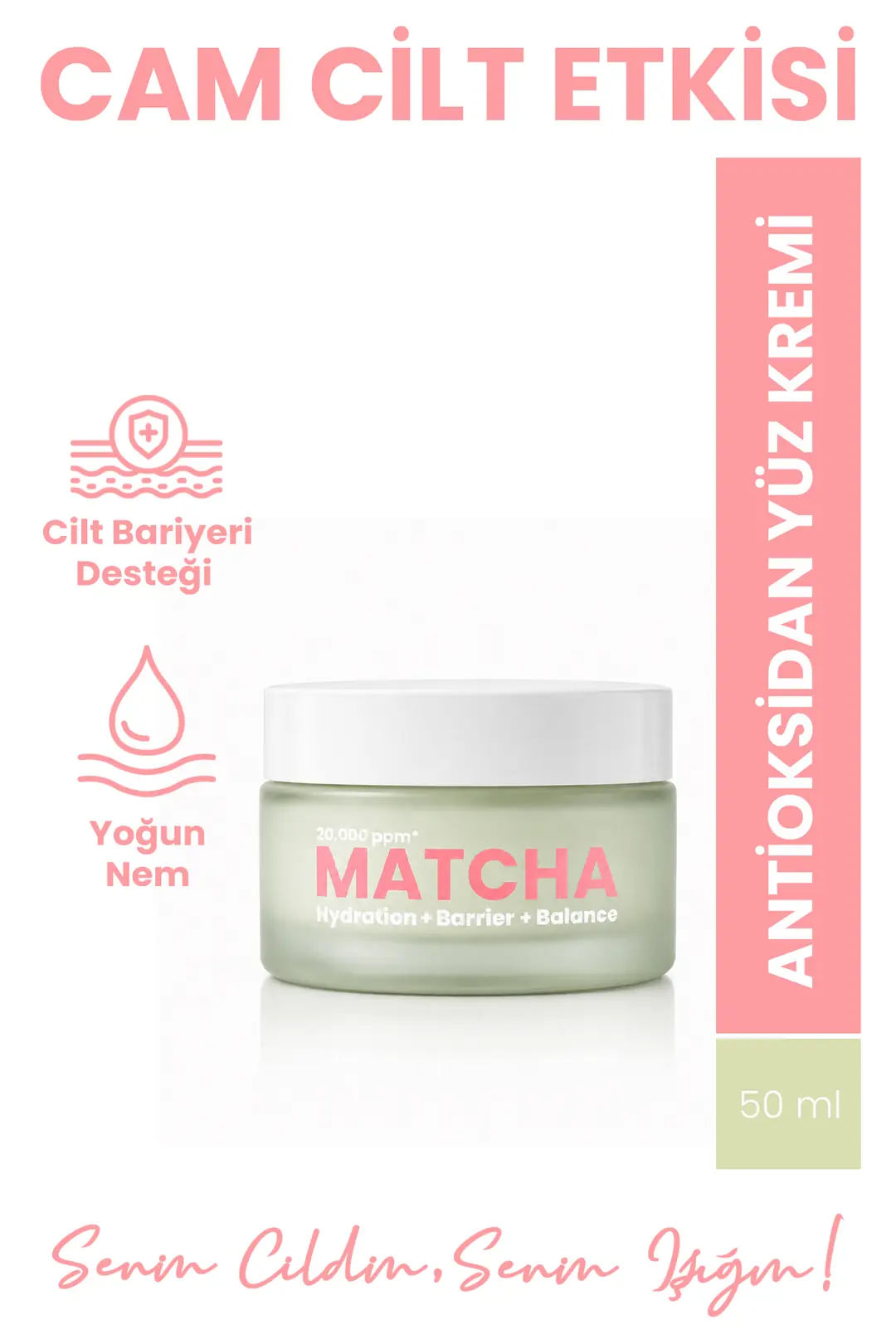 [BN.0479] matcha antioksidant shisha teri effekti shisha teri intensiv namlantiruvchi va teri barerini kuchaytiruvchi yuz uchun krem 50 ml