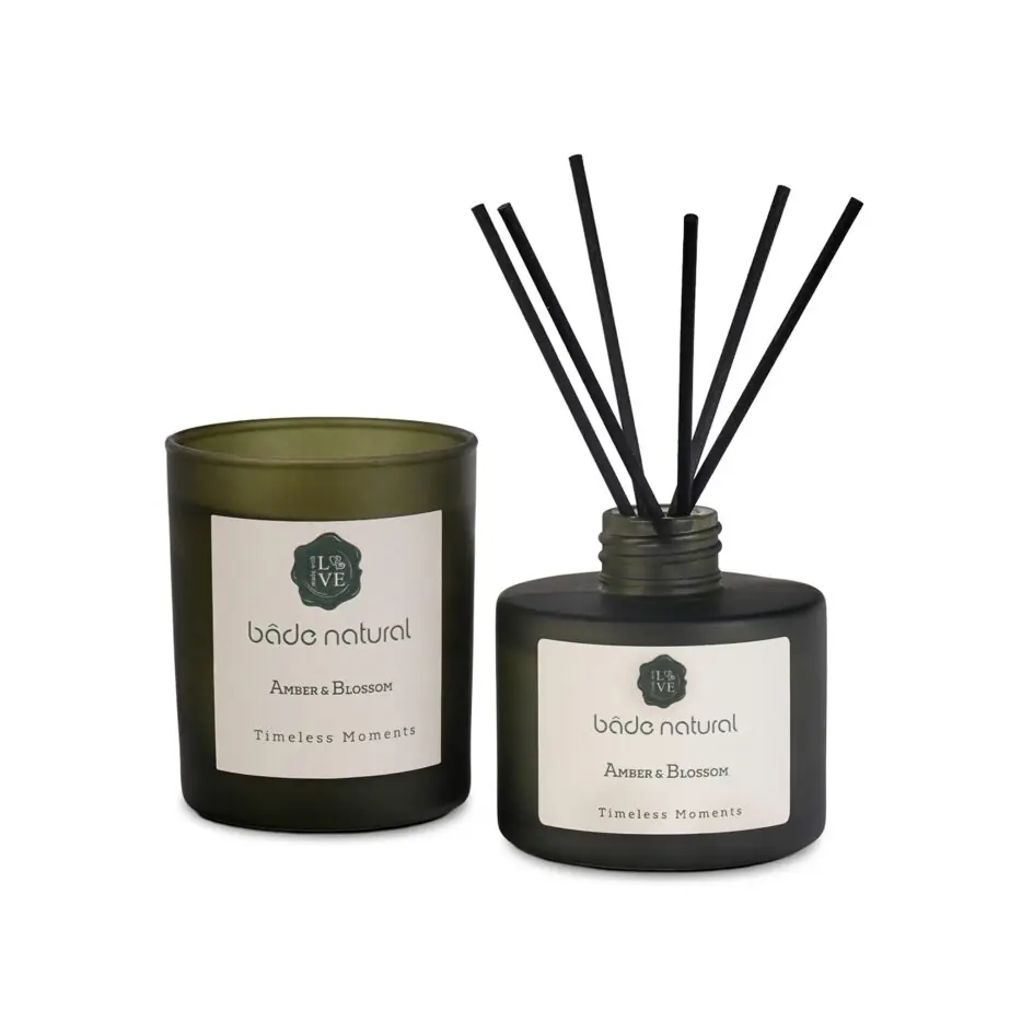 [BN.0398] Timeless Moments amber & blossom Soya candle and reed diffuser set