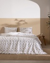 Duvet Cover Set Verne, Double, 100% Cotton, Ranforce, Printed, with Fitted Sheet - Gri
