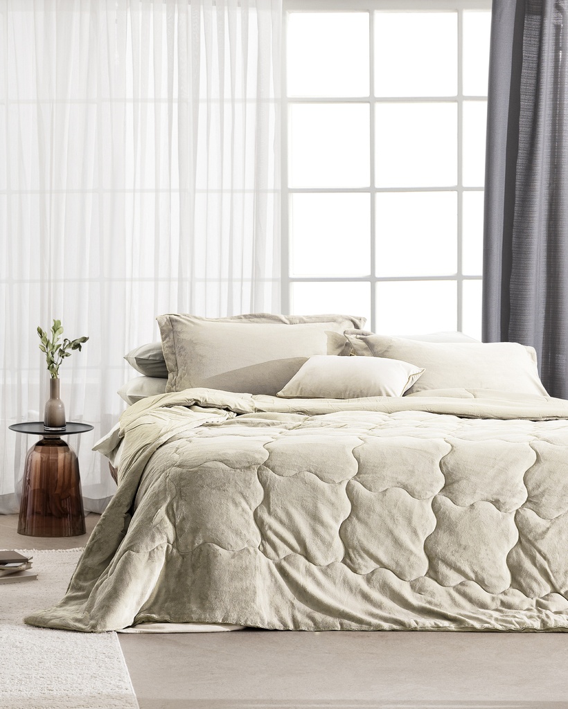 [8684427064429] Sleep Set Kaira, Double, Elasticated, with Fitted Sheet (beige)