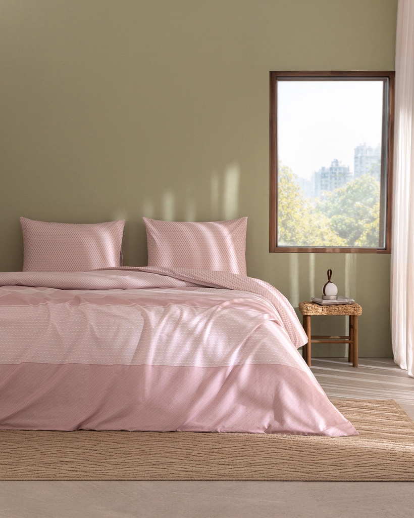 [8684427333181] Duvet Cover Set Belford, Single, Cotton, Printed, with Fitted Sheet (powder)