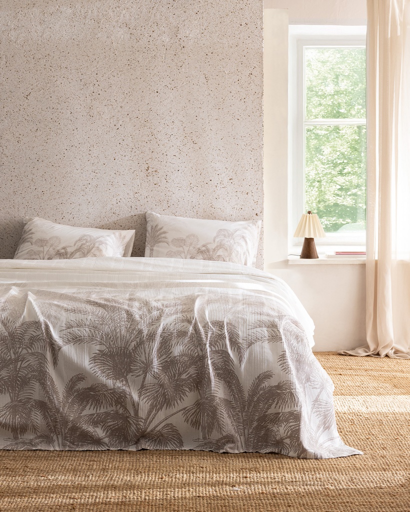 [8684427310410] Комплект пике Aruba, King Size, 100% хлопок, кардочёсаный, с принтом, с простынёй (бежевый)