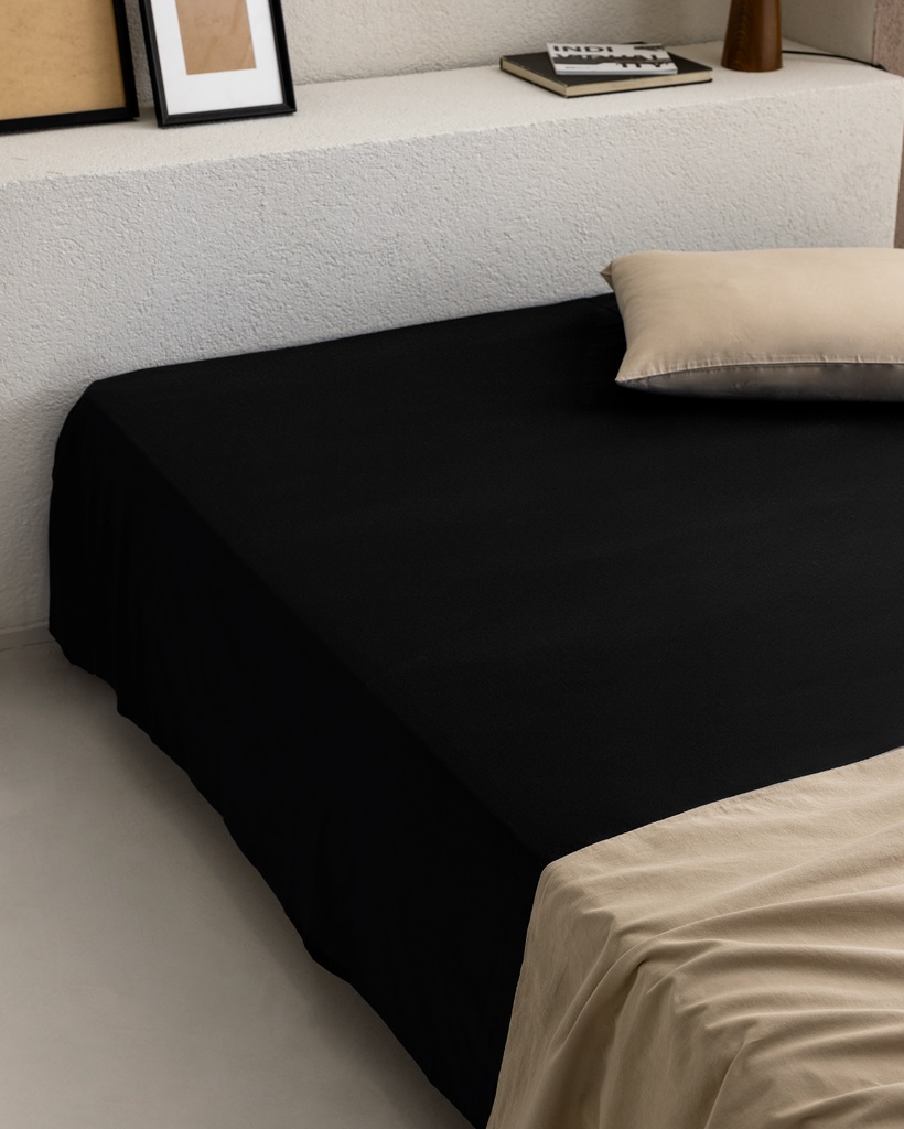 [8684427058039] Fitted Sheet Manon, King Size Plus, 100% Cotton, Ranforce, Elasticated (black)
