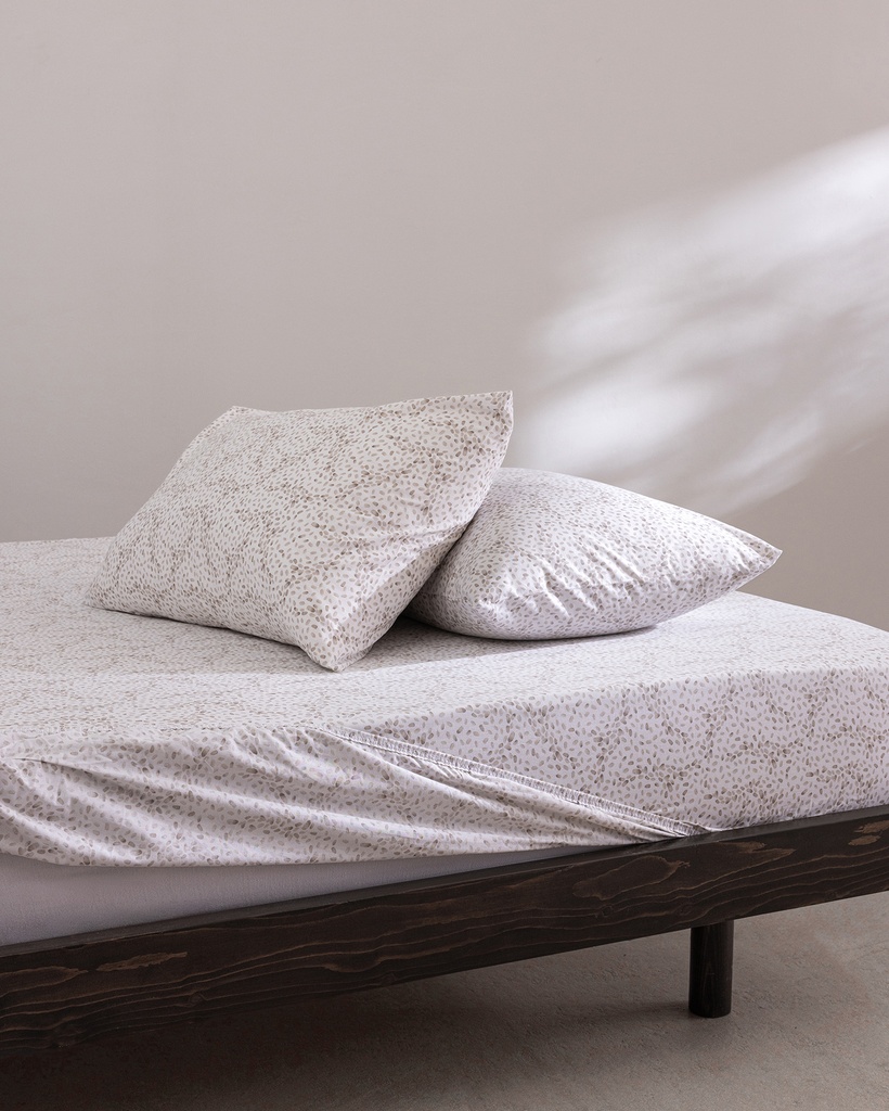 [8684427342275] Duvet Cover Set with Fitted Sheet Octave, King Size, 100% Cotton, Ranforce, Printed, Elasticated (beige)