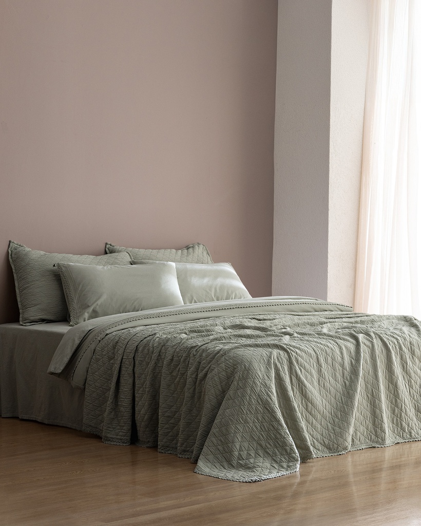 [8684427115268] Bedspread Set Maveray, Double, 100% Cotton (khaki)