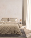 Duvet Cover Set Linda, Double, 100% Cotton, Embroidered, Washed, Waffle, with Fitted Sheet