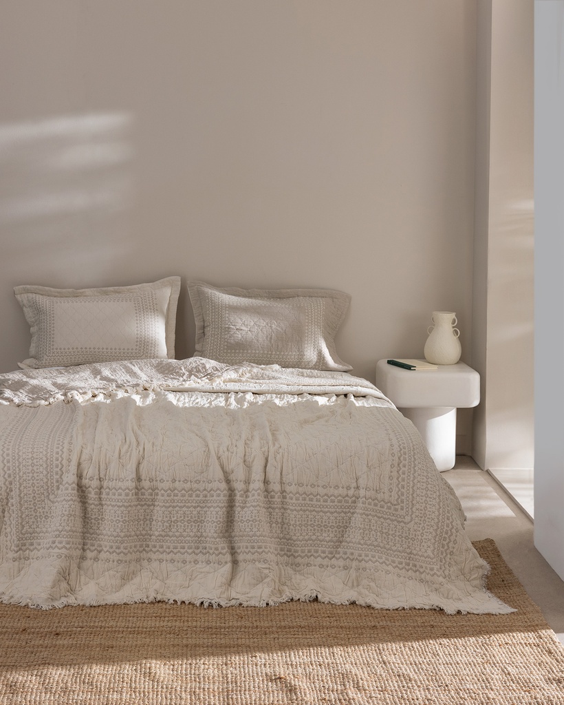 [8684427221358] Bedspread Brice, Double, 100% Cotton (beige)