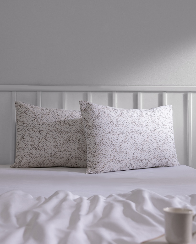 [8684427342053] Set of 2 Pillowcases Octave, 100% Cotton, Ranforce, Printed (beige)
