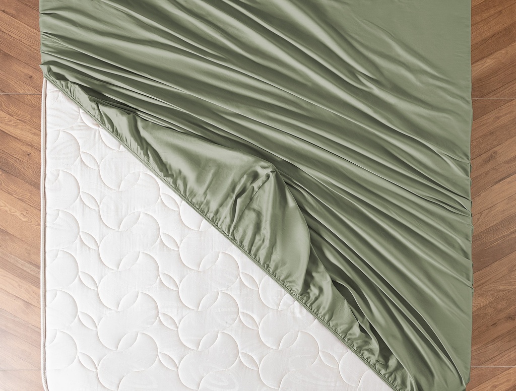 [8682116920704] Fitted Sheet Ciel, King Size Plus, Elasticated, Sateen (khaki (King Size Plus))