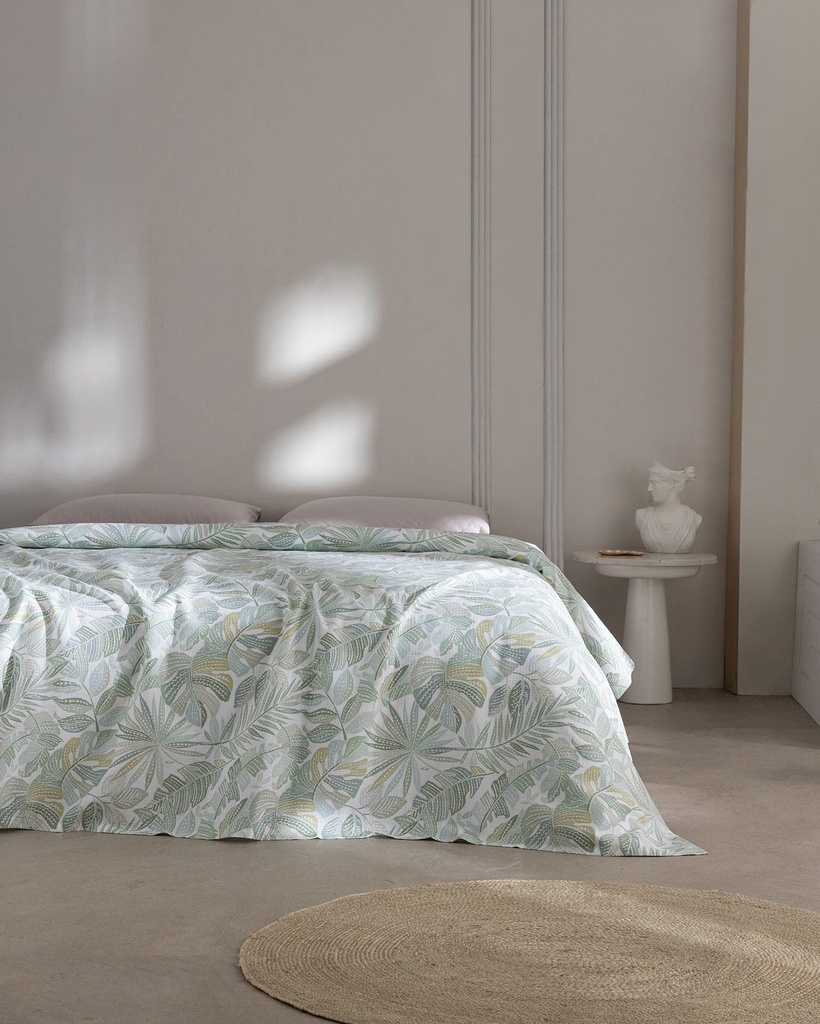 [8684427307366] Quilted Bedspread Vions, King Size, Cotton, Ecocell, Printed (khaki)