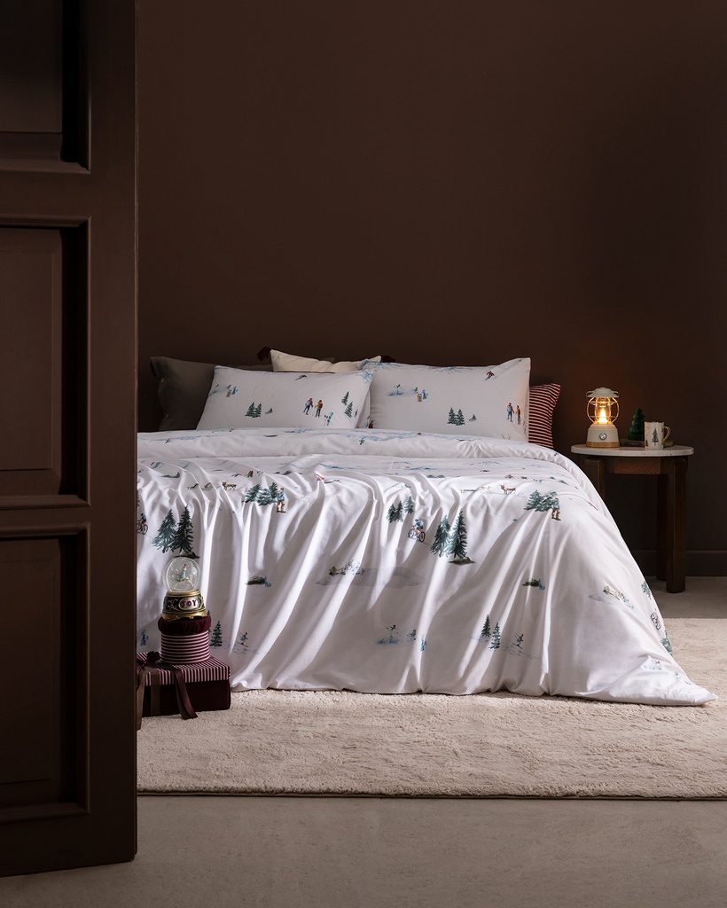 Duvet Cover Set Frimas, King Size, 100% Cotton, Ranforce, Printed, with Fitted Sheet - Renkli