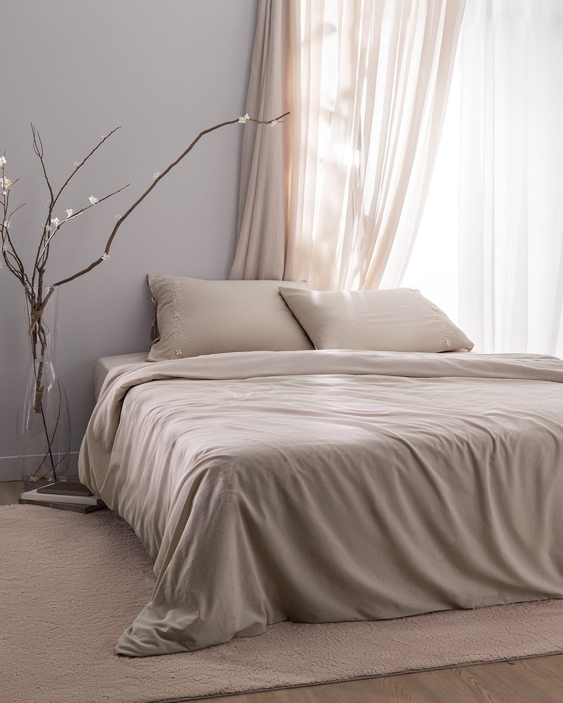 Комплект постельного белья Loris, King Size, 100% хлопок, с вышивкой, с простынёй