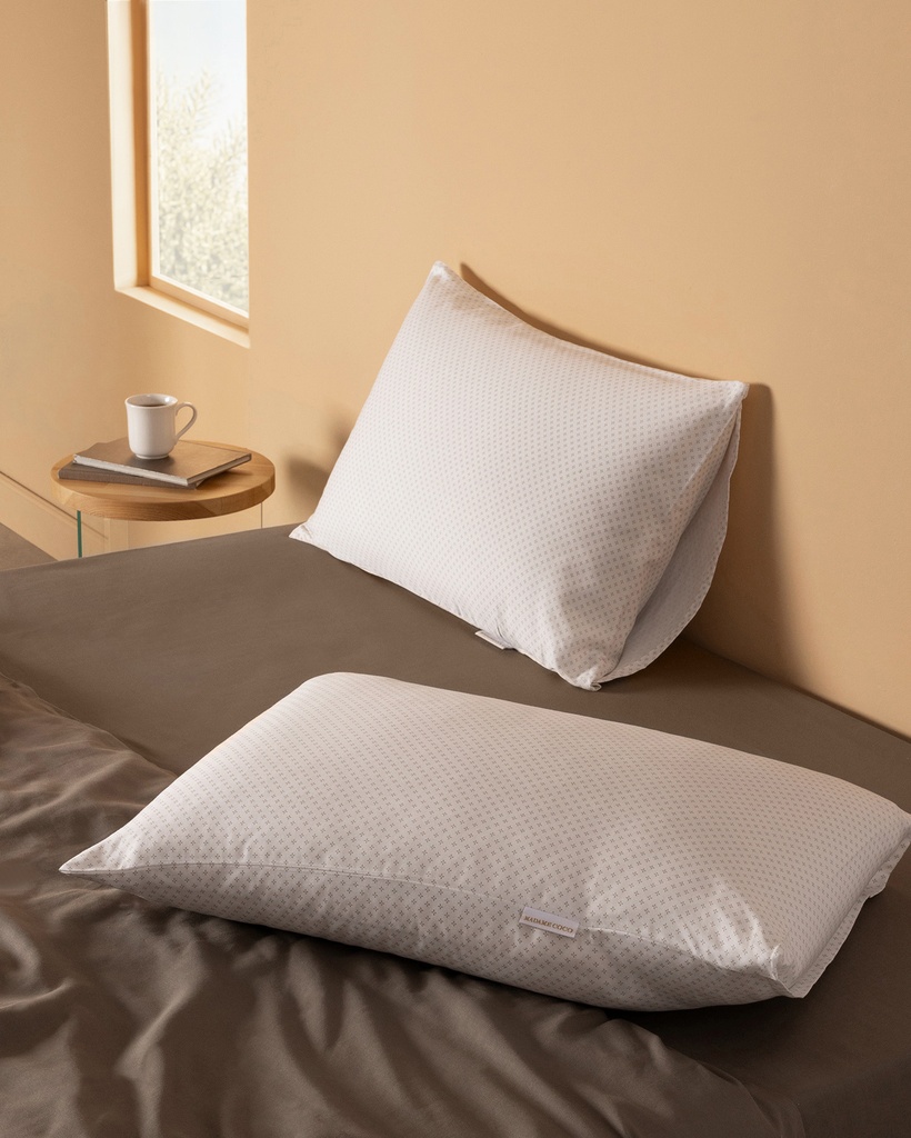 [8684427341896] Set of 2 Pillowcases Alexis, 100% Cotton, Sateen, Printed (beige)