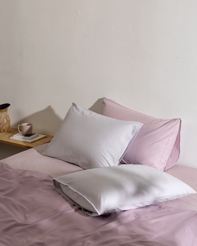 [8684427304785] Set of 2 Pillowcases Marion, 100% Cotton (gray/white)