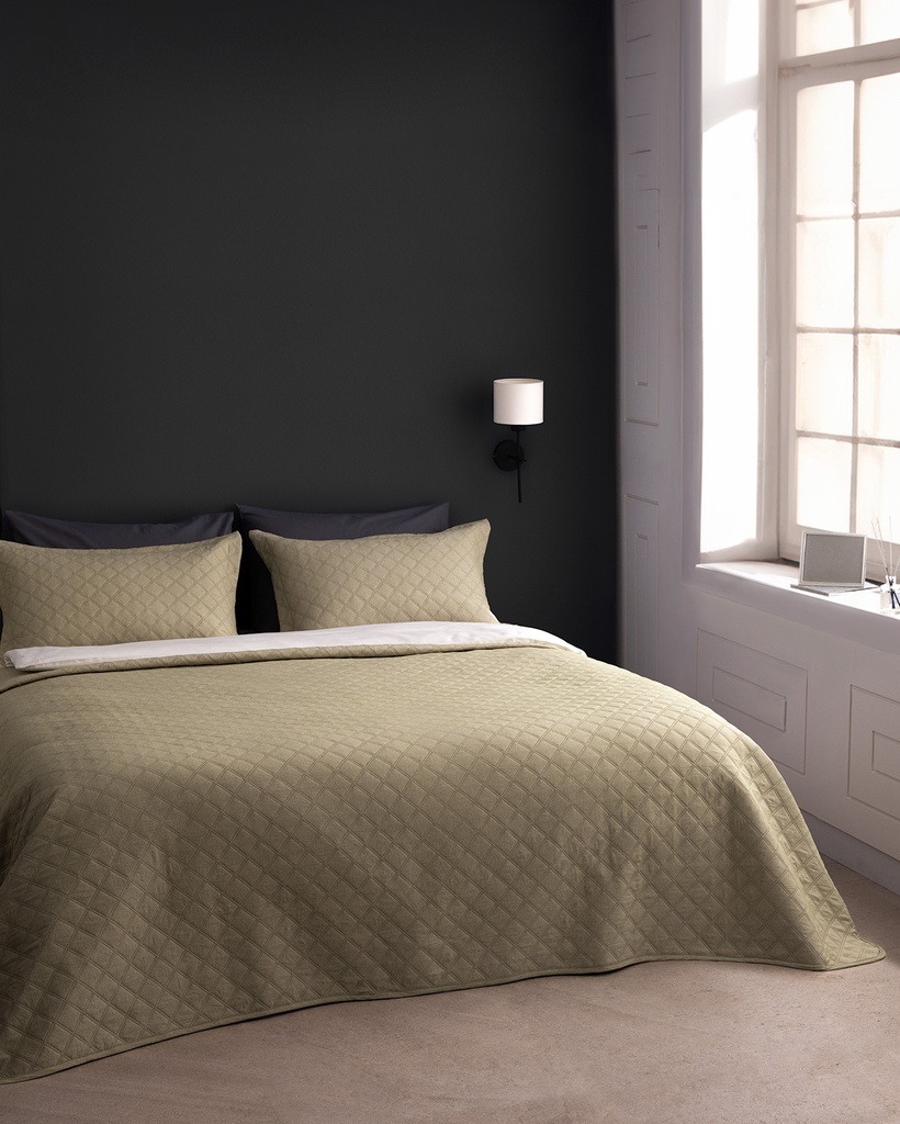 [8684427065075] Bedspread Relinda, Double (khaki)
