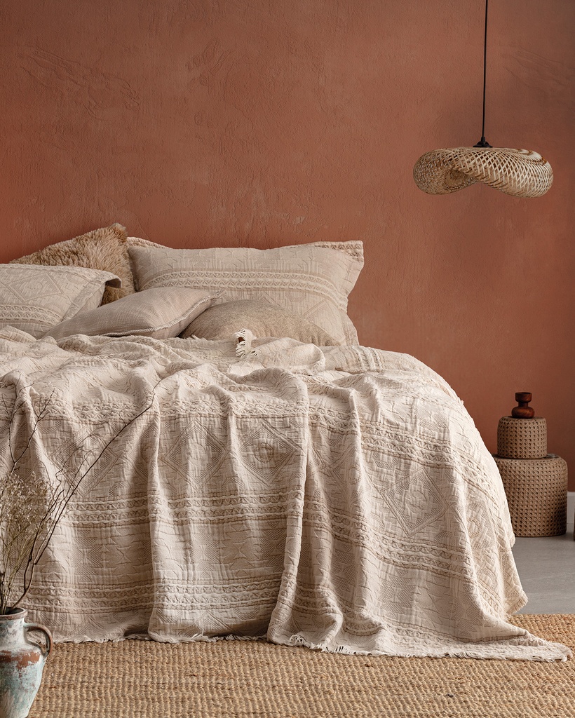 [8682116984010] Bedspread Ethnique, King, Kişilik (beige)