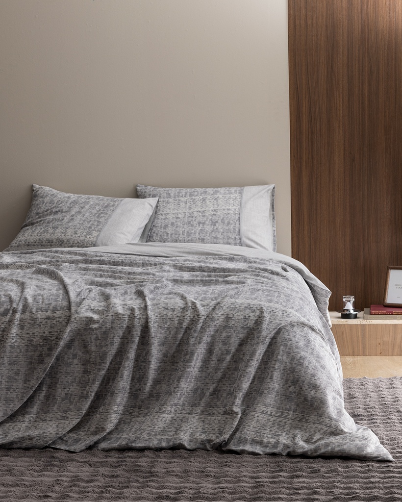 [8684427178690] Choyshab to'plami Petrus, ikki kishilik, 100% paxta, Coco krepi, naqshli (kulrang (ikki kishilik))