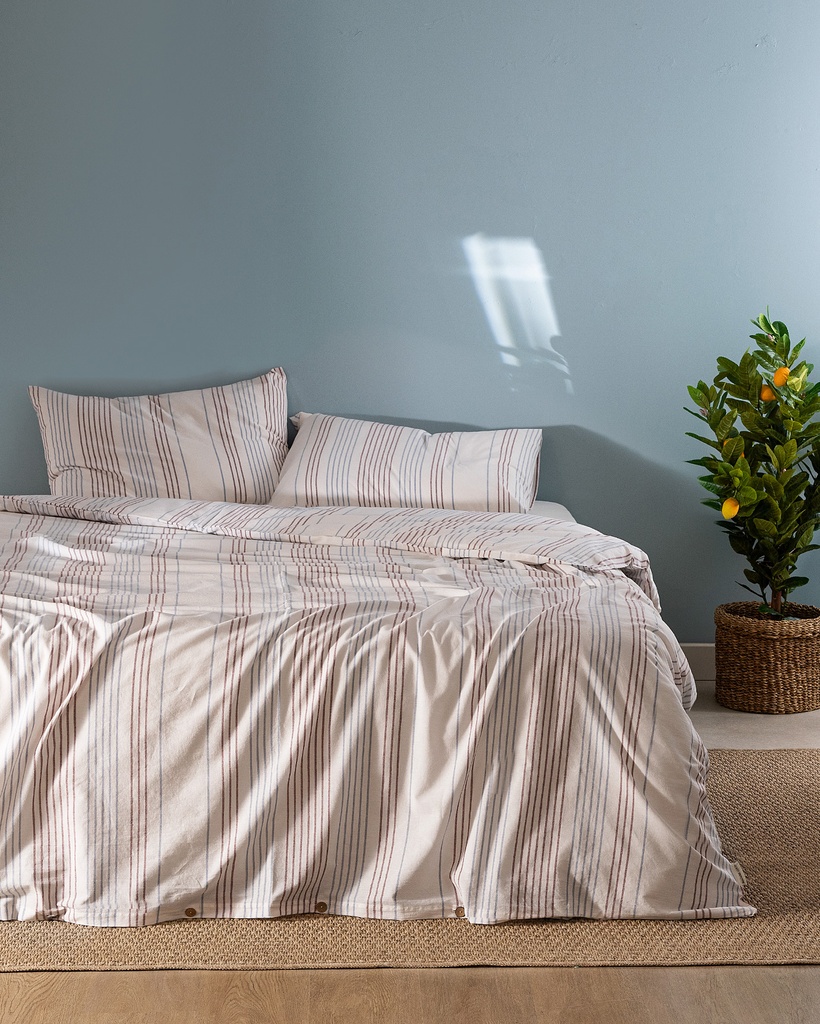 Комплект постельного белья Evonna, King Size, пряжа окрашена в нити, с простынёй