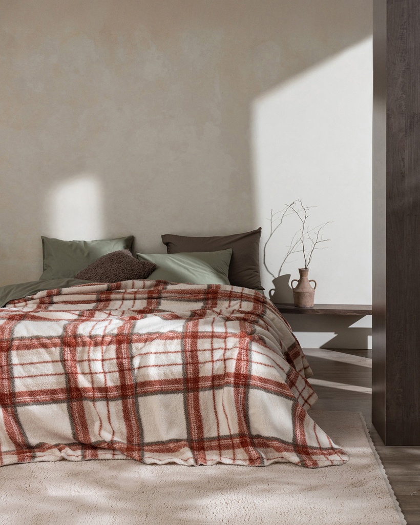 [8684427293027] Blanket Varnelle, Single, Sherpa (ecru/coffee)