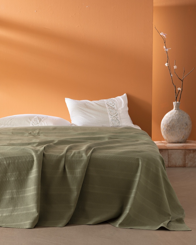 [8684427025017] Quilted Bedspread Set Mathilda, Double, Cotton, Ecocell, Plain (khaki (Double))